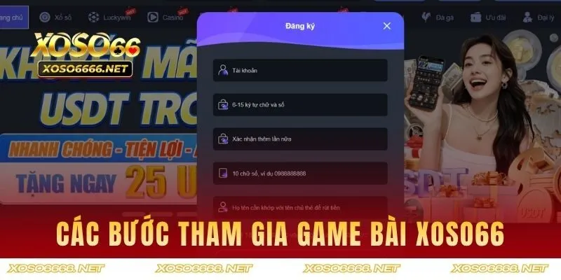 Các bước đơn giản tham gia game bài trên XOSO66